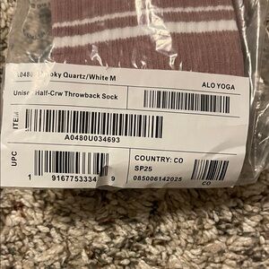 ALO Yoga Smoky Quartz and White Crew Socks